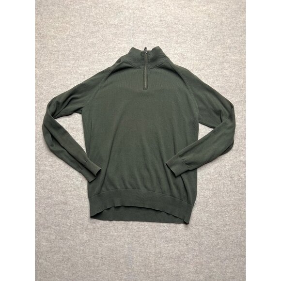 Timberland Green Quarter Zip Long Sleeve Cotton Pullover Sweater Men's Large - Picture 1 of 8